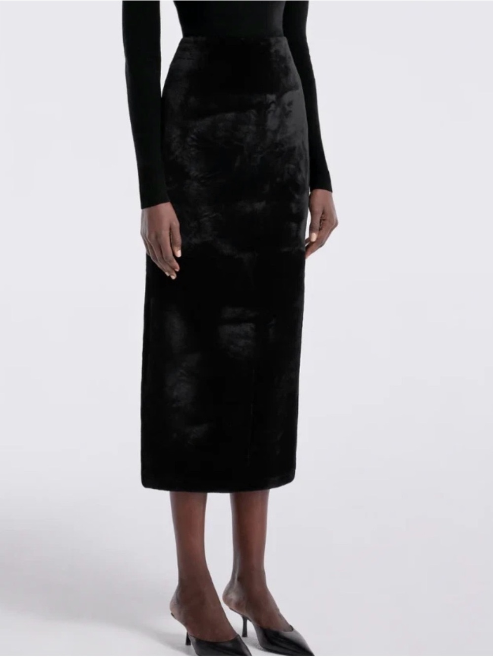 NWT Nour Hammour Elyse Shearling Lambskin Leather Skirt